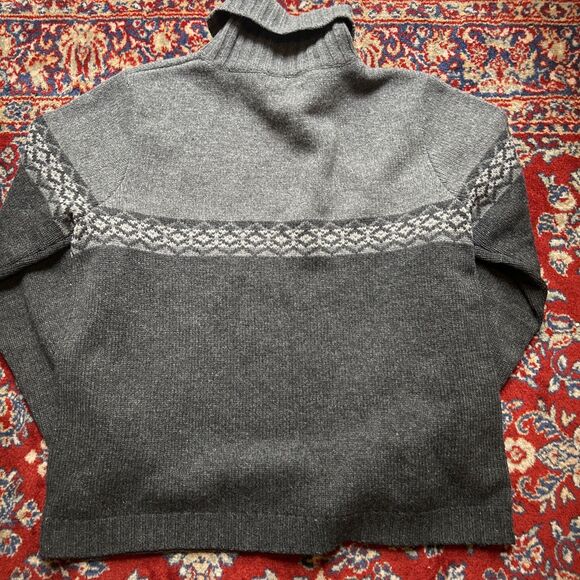 Vintage Women’s Eddie Bauer Lambs Wool Sweater Gray Fair Isle Size Large - Picture 5 of 5